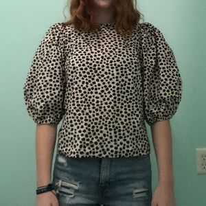 Black and White Flower Blouse